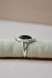 Moss Agate Star Gazer Ring Sterling Silver