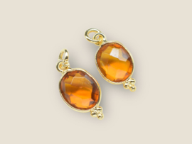 Dotted Oval Citrien Hanger - Gold Plated