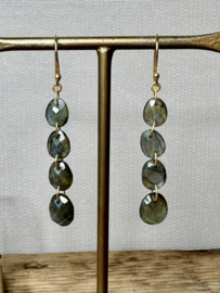 4 -Stone Labradorite Gold Vermeil Earrings / Edelsteen Oorbellen