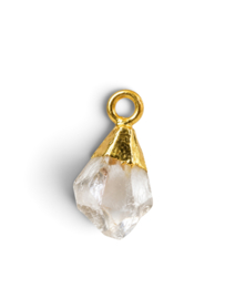 Ruwe Bergkristal Bedel - Gold Plated