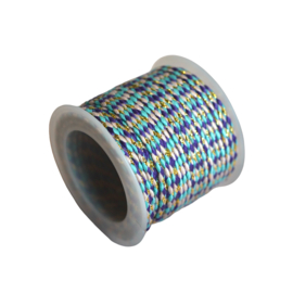 Gevlochten Koord 2mm Gold-Turquoise Purple (1 Mtr)