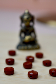 Rode Jaspis Facet Coin Kralen (10 pcs)