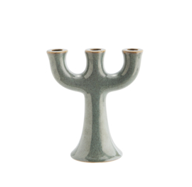 Stoneware Candle Holder Green / Madam Stoltz