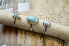 Oval Larimar Hammer Ring Sterling Silver