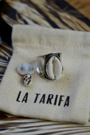 Tribal Cowrie Shell Ring Sterling Silver