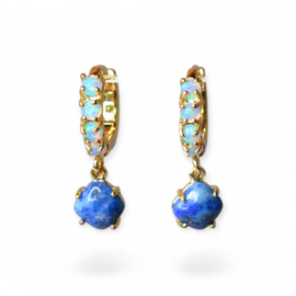 Blue Opal & Lapis Hoops Gold Plated