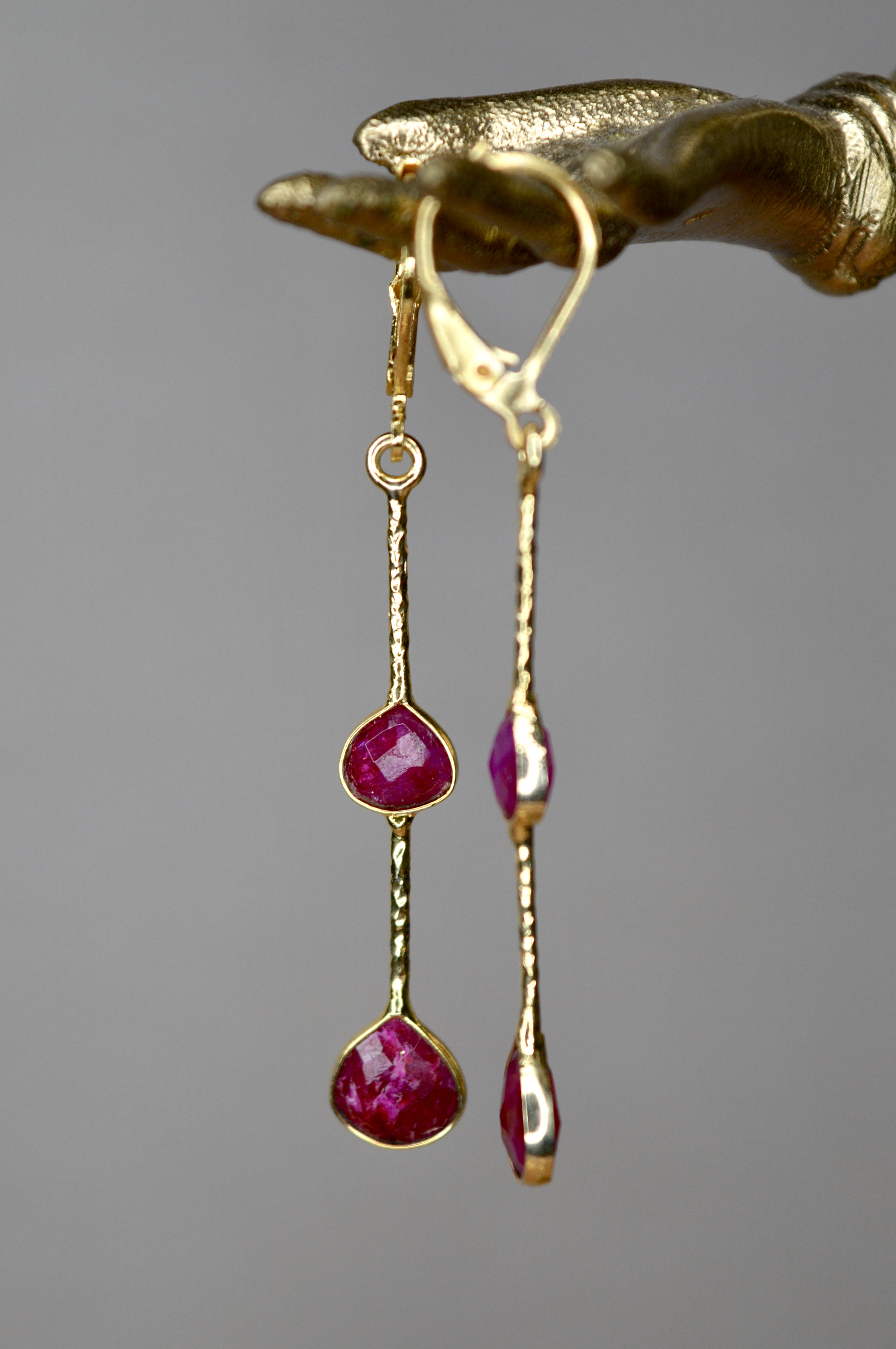 Mehira Dusk Ruby Earrings Gold Plated
