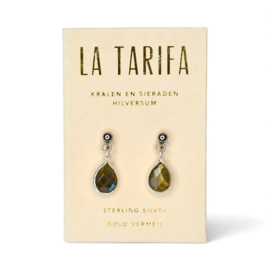 Rani Drops Labradoriet Oorstekers - Silver Plated