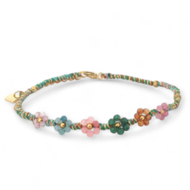 Beaded Flower Bracelet Green