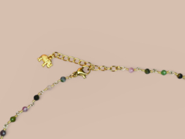 Gemstone & Hand Charm Necklace Gold Plated