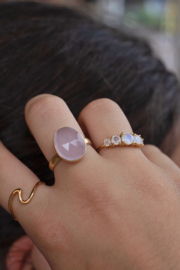 Rose Quartz Ring Gold Vermeil 17.5