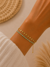 Amazoniet Ayuna Charms Armband - Stainless Steel Goud