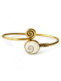 Shiva Eye Shell Bangle - Brass