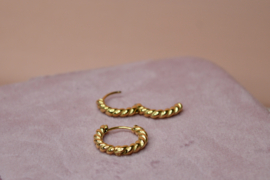 Braided Hoops Oorbellen - Stainless Steel Goud