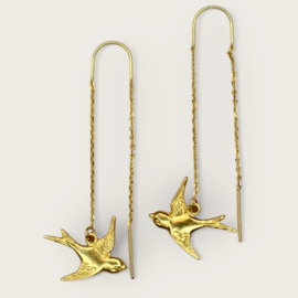 Brass Swallow Earchains