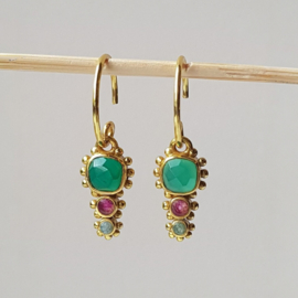 Hanging Komi Green Agate Gold Vermeil Earrings / Muja Juma