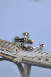 Rope Half Hoop Ear Studs Sterling SIlver