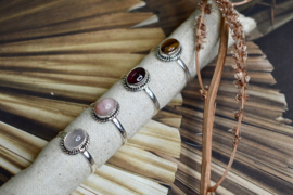 Braided Oval Rose Quartz Ring Sterling Silver