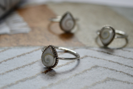 Rain Drop Shiva Shell Ring Sterling Silver