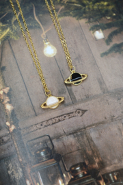 Saturn Black Necklace Gold Vermeil