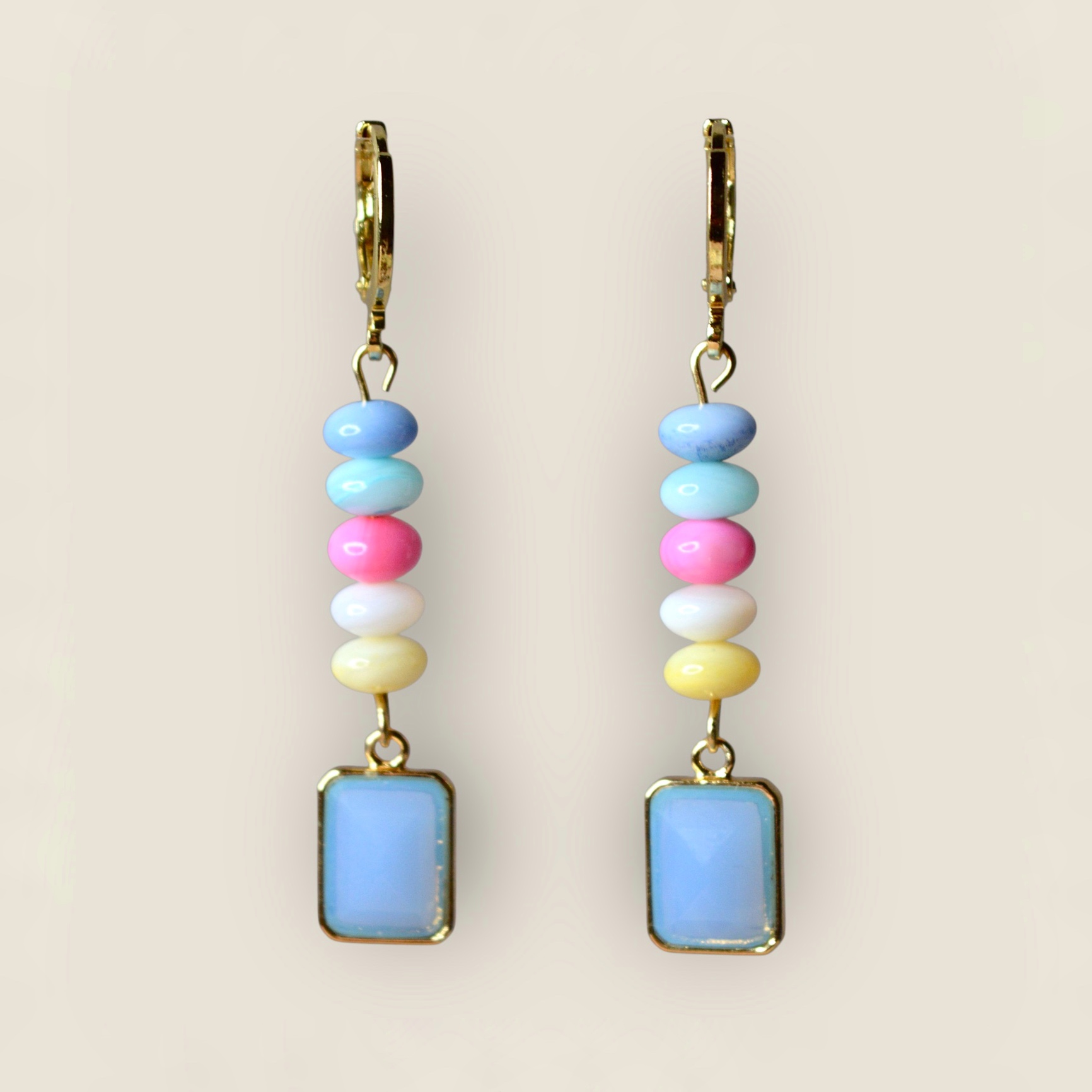 Pastel Glass Earrings Gold Plated