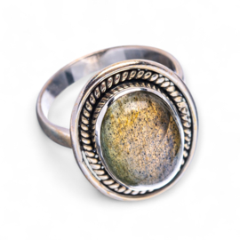Oval Labradorite Ring Sterling Silver