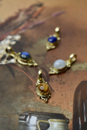 Boho Oval Gemstone Pendant Brass