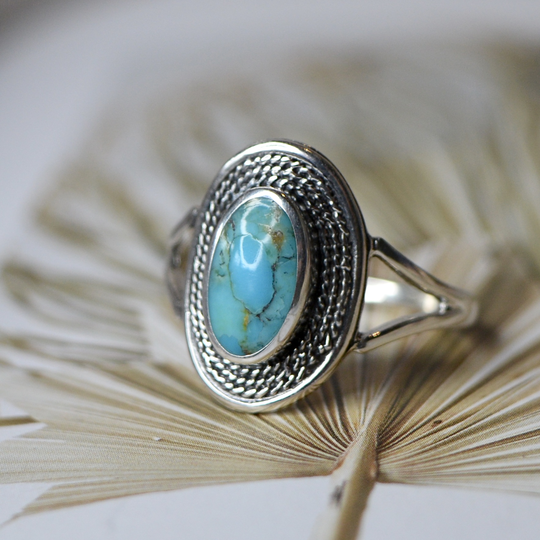 Native Mohave Turquoise Ring Sterling Silver