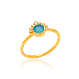 Blue Chalcedony Sunrise Ring Gold Vermeil