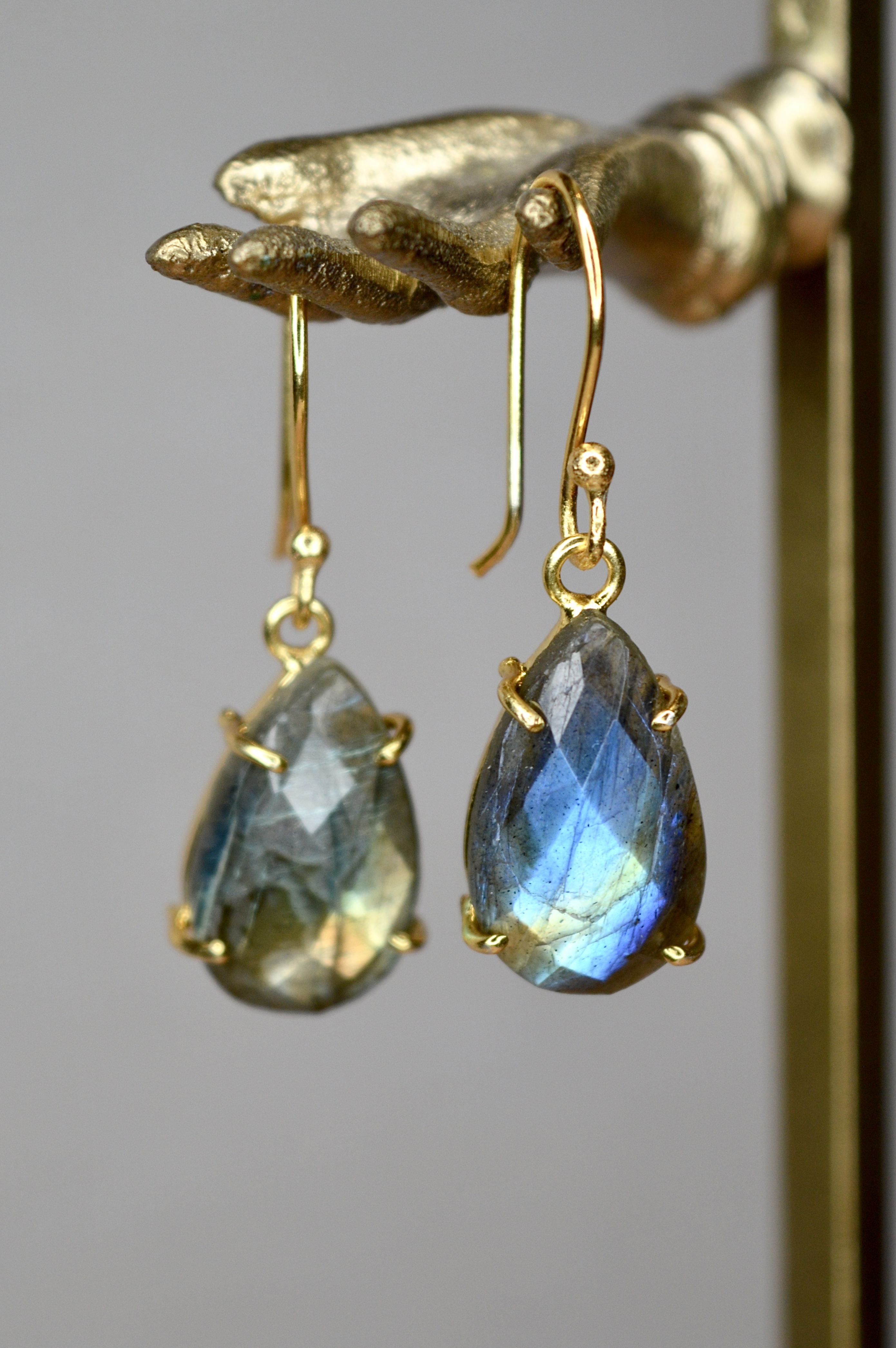 Kiran Dust Labradorite Earrings Gold Plated