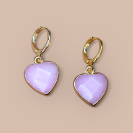Rose Quartz Heart Gold Plated Earrings