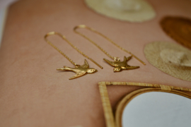 Brass Swallow Earchains