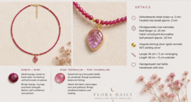Robijn en Roze Toermalijn Ketting - Gold Vermeil