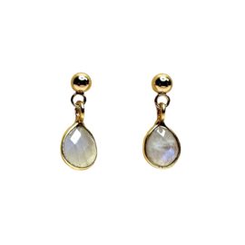 Moonstone Gold Plated Earstuds / Edelsteen Oorstekers