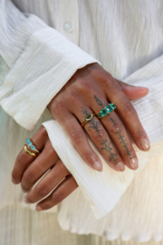 Ovaal Stenen Vintage Aqua Ring - ATLITW
