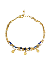 Lapis Lazuli Sundari Armband - Stainless Steel Goud