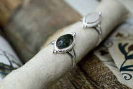 Moss Agate Star Gazer Ring Sterling Silver