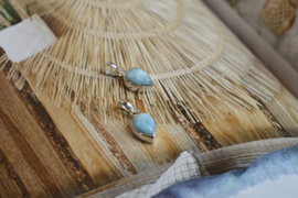 Drop Shaped Larimar Pendant / Sterling Silver