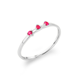 Ruby 3-Stone Ring Sterling Silver