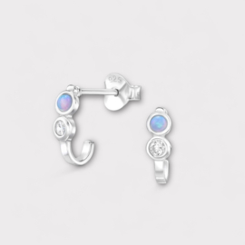 Opal & Zircon Studs Sterling Silver