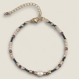 Mix Mineral & Pearl Bracelet Brown