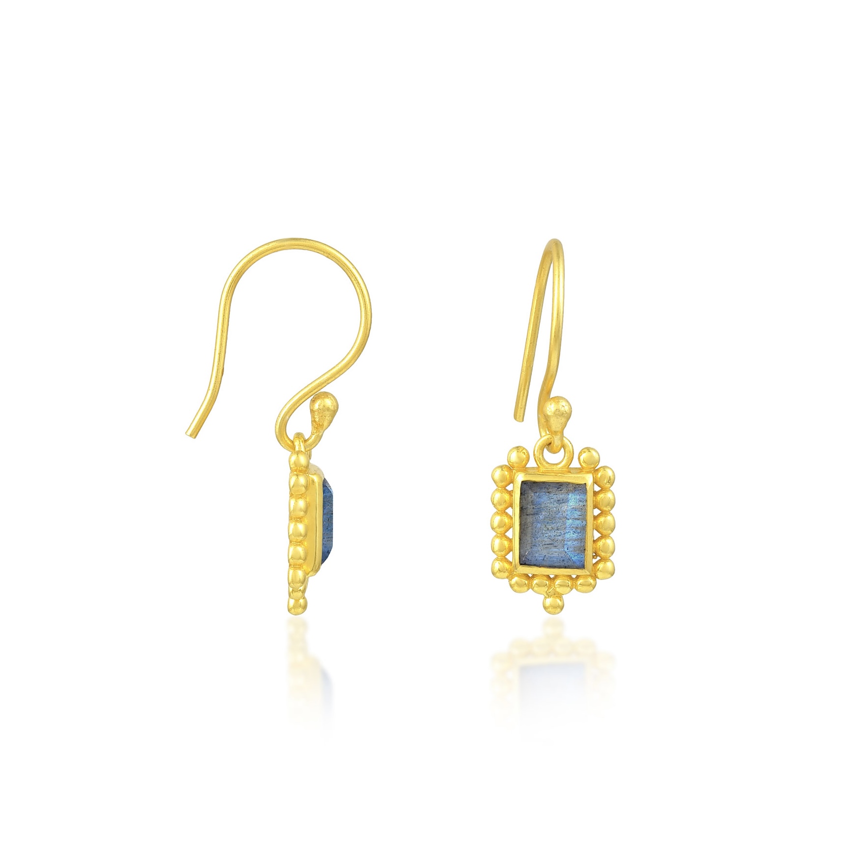Labradorite Boho Earrings Gold Plated