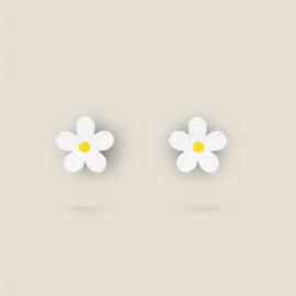 Witte Madelief Oorknopjes - Gold Vermeil