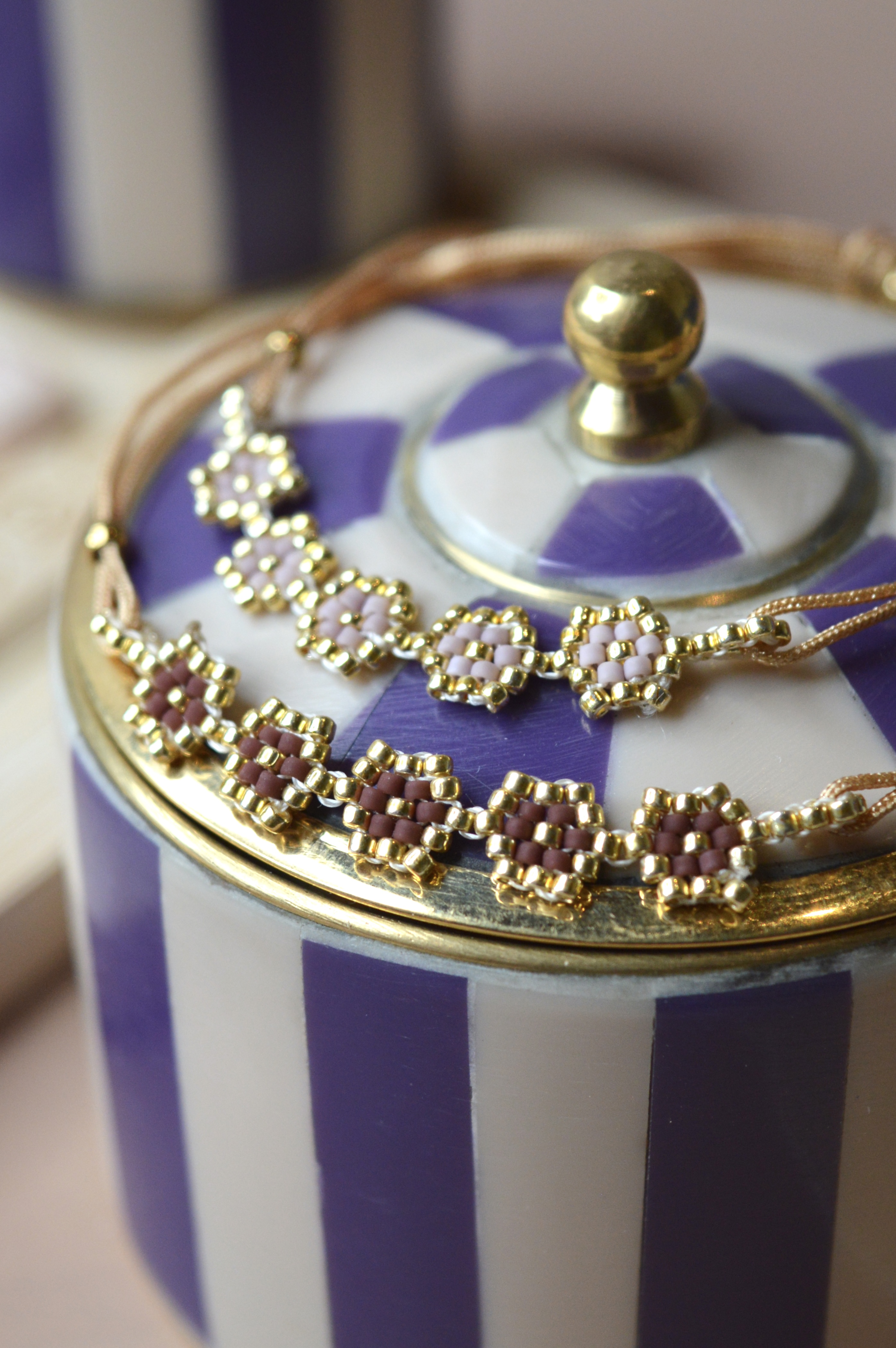 Beaded Flowers Bracelet Cinemon Latte
