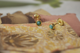 Turkoois Oorknopjes - Gold Vermeil