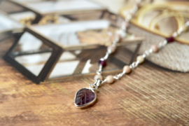 Amethist Mystic Leaf Ketting - Silver Plated