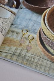 Rozenkwarts Amore Oorbellen - Gold Plated