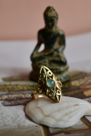Chalcedoon Filigree Ring - Brass