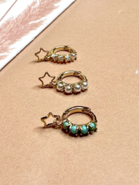 Turquoise Star Hoop Gold Plated