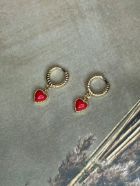 Red Heart Twisted Hoop Gold Plated